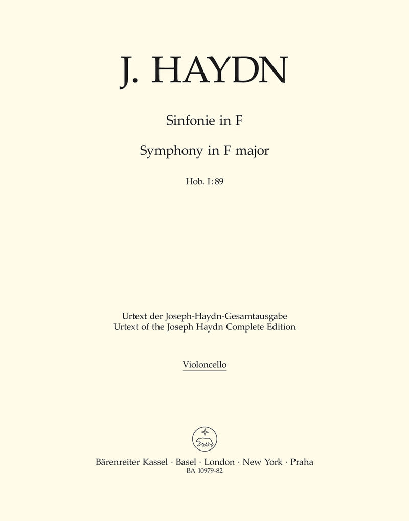 Symphony F major Hob. I:89 [cello part]