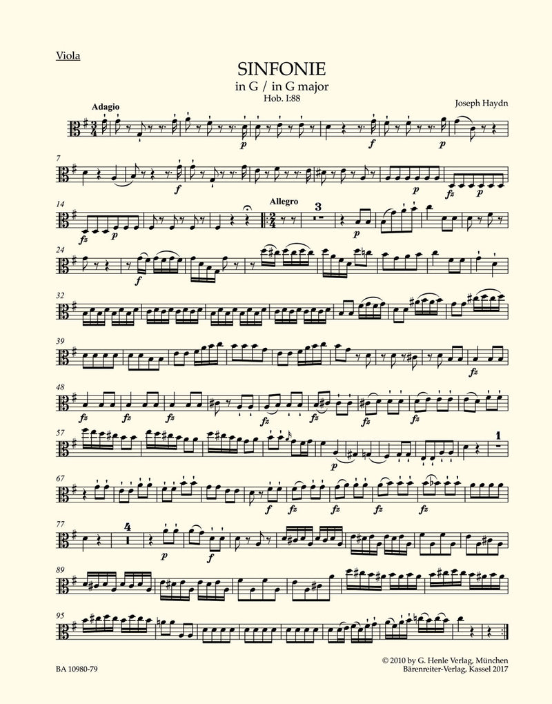 Symphony G major Hob. I:88 [viola part]