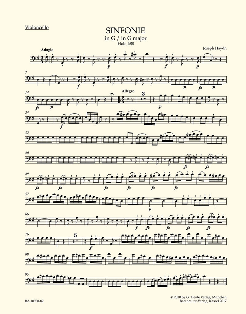 Symphony G major Hob. I:88 [cello part]