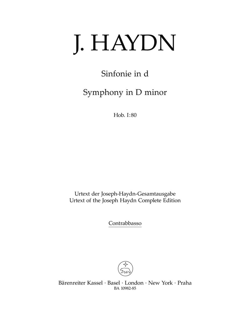 Symphony in D minor Hob. I:80 [set of wind parts]