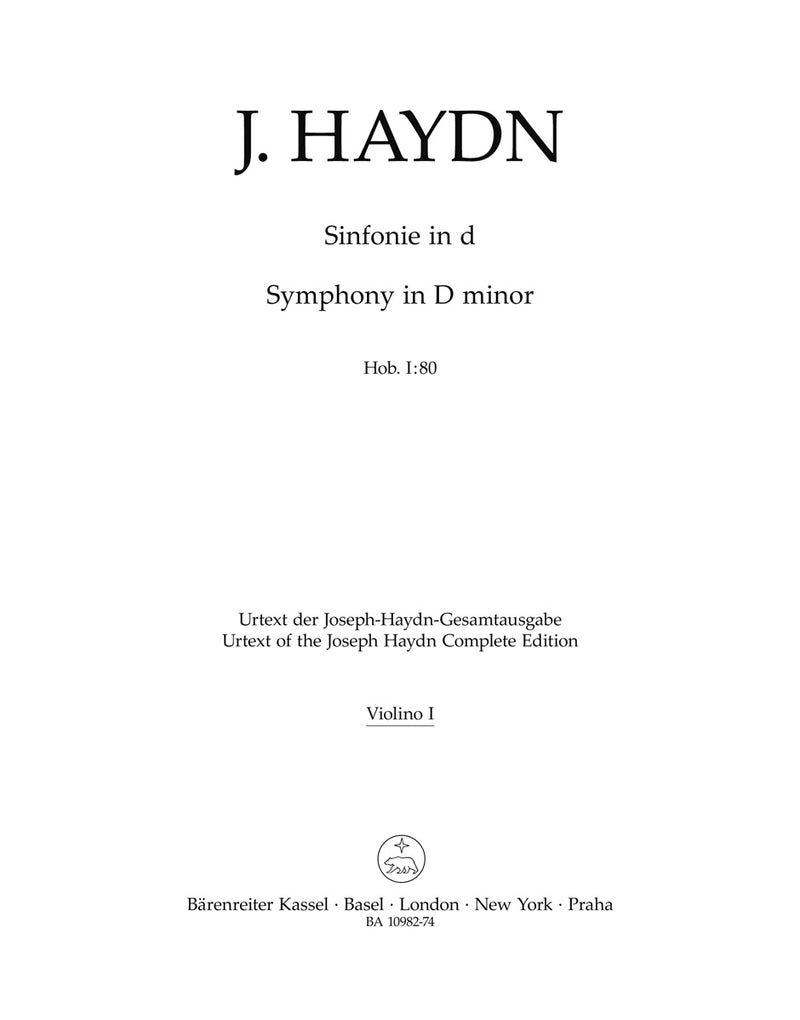 Symphony in D minor Hob. I:80 [violin 1 part]