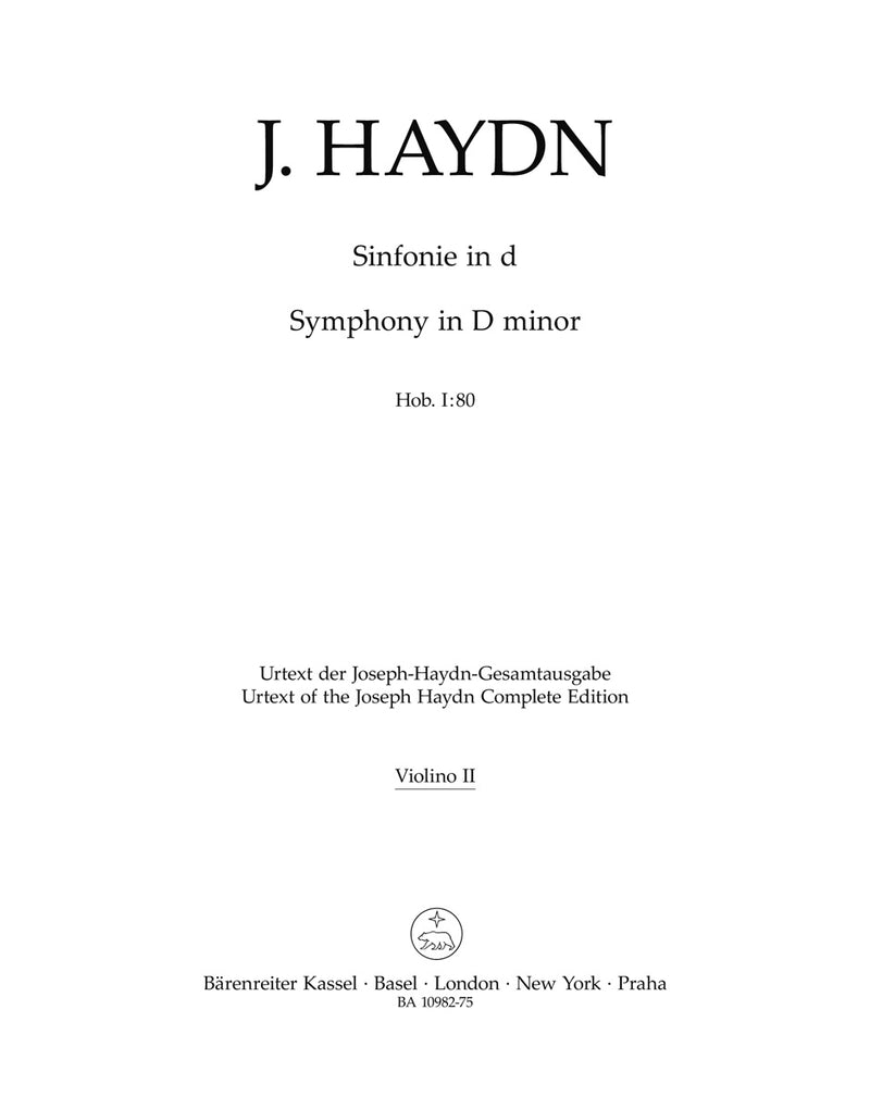 Symphony in D minor Hob. I:80 [violin 2 part]