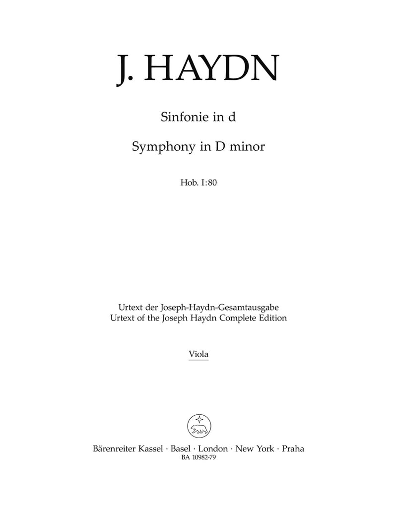 Symphony in D minor Hob. I:80 [viola part]