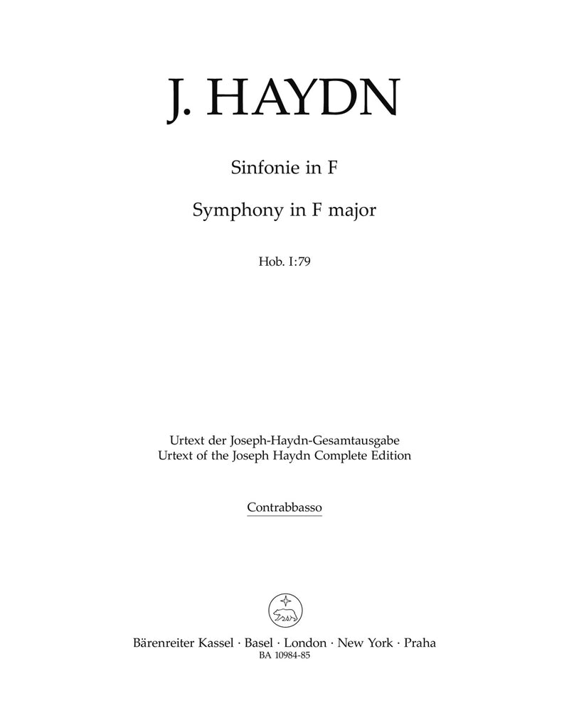 Symphony Nr. 79 in F major Hob. I:79 [double bass part]