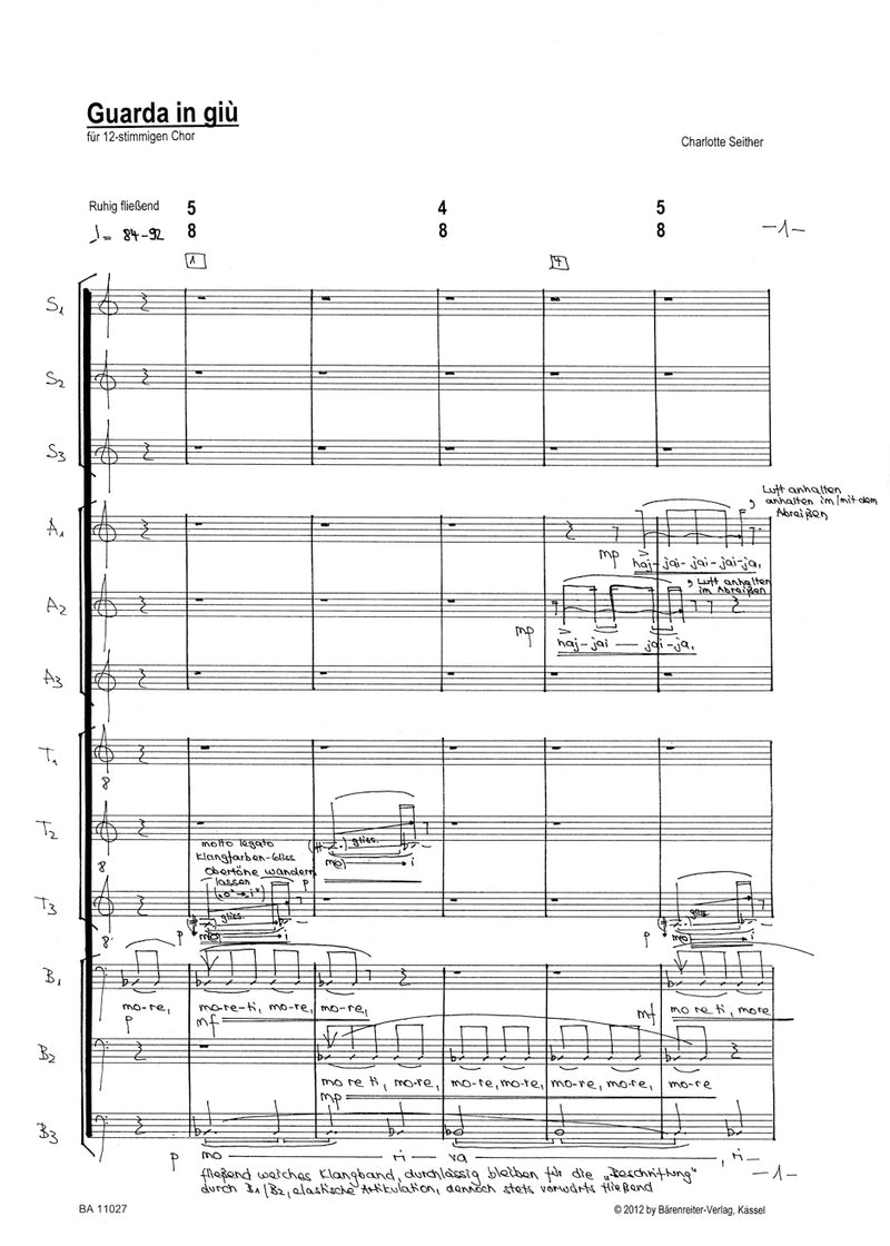 Guarda in gi¨ for 12-part Choir (2011)