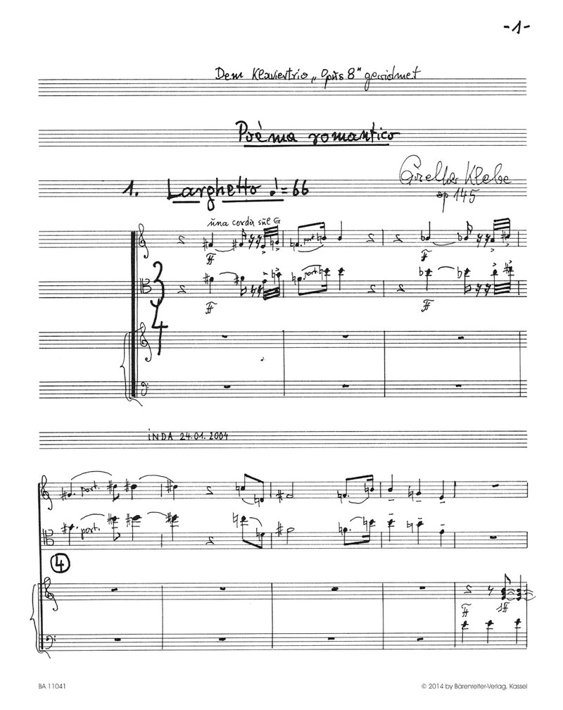 Poèma romantico per Violino, Violoncello e Pianoforte op. 145
