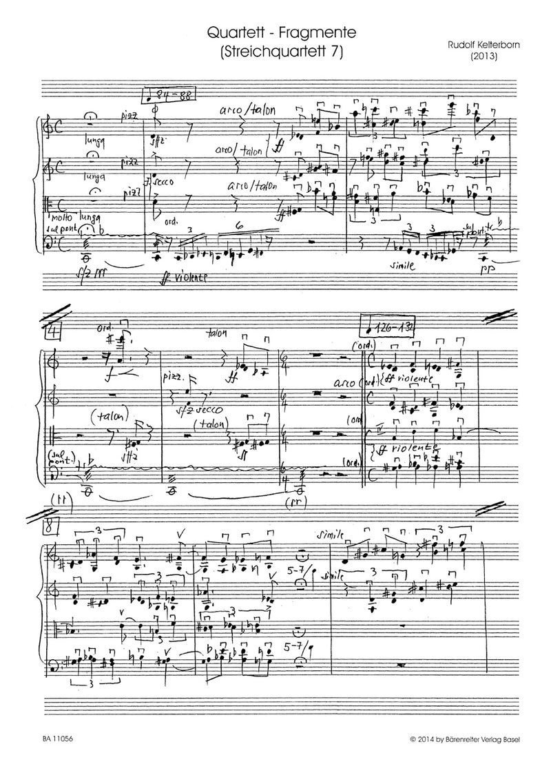 Quartet Fragments (String Quartet 7) (2013) [score]