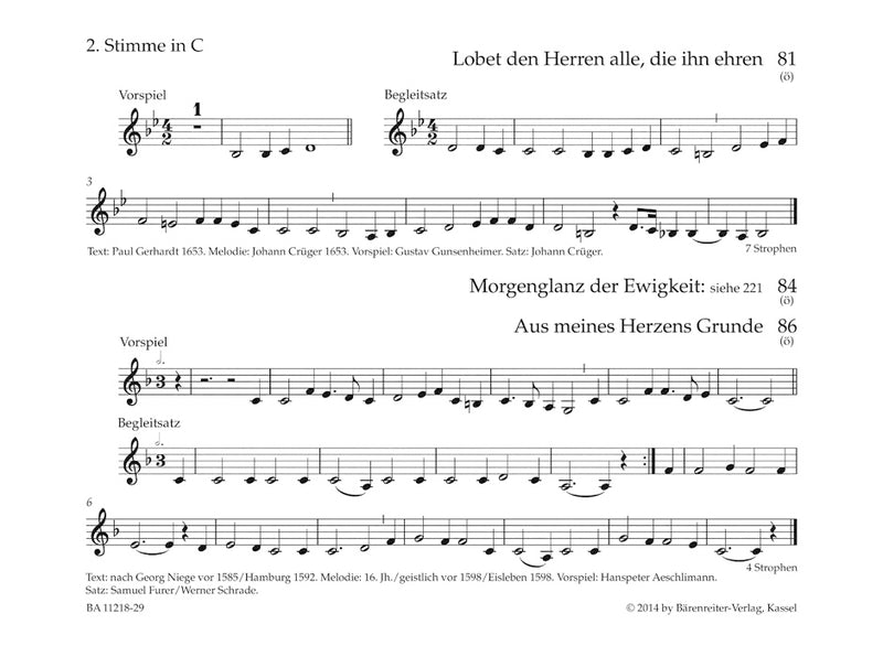 Bläserbuch zum Gotteslob: Preludes and Accompaniments to the songs of the new GOTTESLOB [trumpet(second voice in C) part]