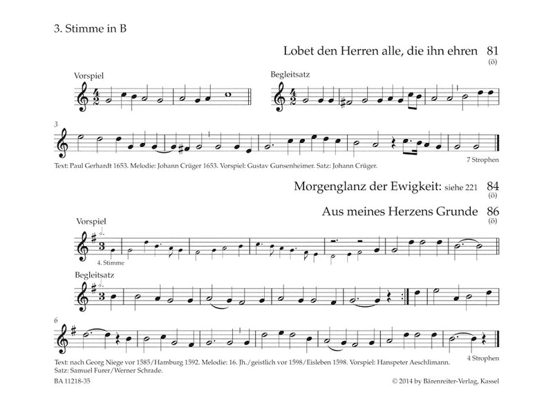 Bläserbuch zum Gotteslob: Preludes and Accompaniments to the songs of the new GOTTESLOB [Sax-T/horn-T/clarinet-B/clarinet(third voice in B (violin clef)) part]