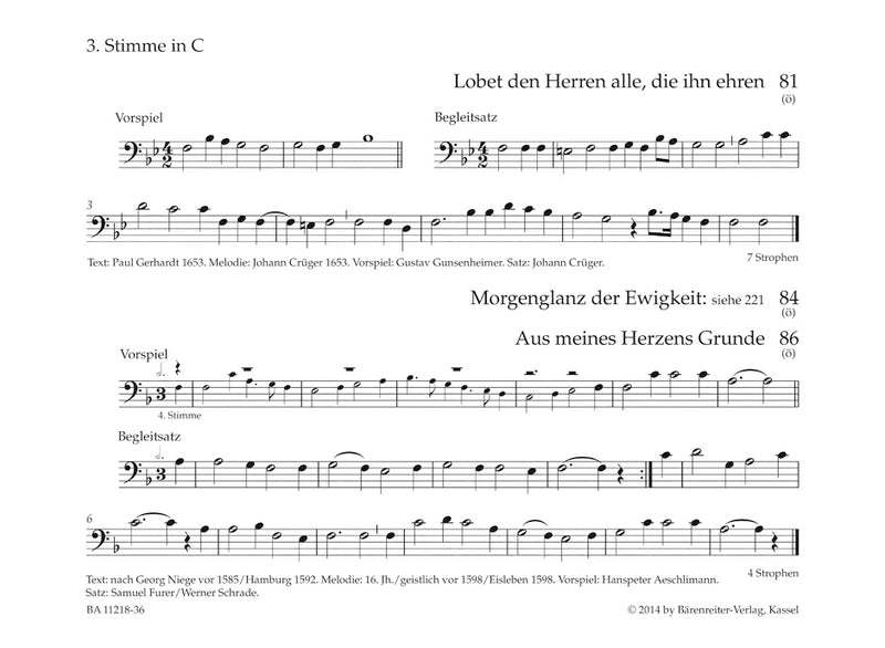Bläserbuch zum Gotteslob: Preludes and Accompaniments to the songs of the new GOTTESLOB [trombone/Barit/EUPH/bassoon(third voice in C (bass clef)) part]
