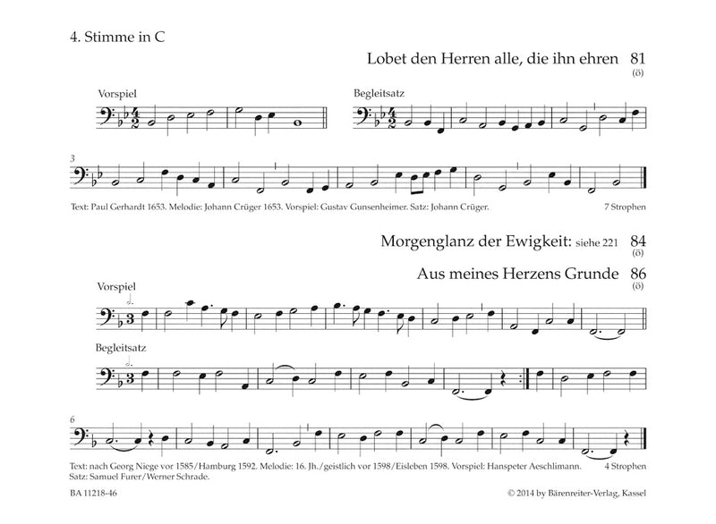Bläserbuch zum Gotteslob: Preludes and Accompaniments to the songs of the new GOTTESLOB [trombone/Barit/EUPH/bassoon(fourth voice in C (bass clef)) part]