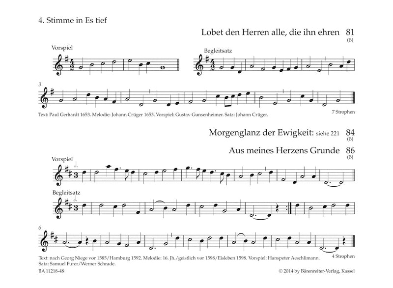 Bläserbuch zum Gotteslob: Preludes and Accompaniments to the songs of the new GOTTESLOB [Tb/Sax-Bar(fourth voice in Es low (violin clef)) part]