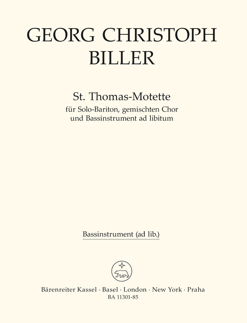 St. Thomas-Motette for Solo Baritone, Mixed Choir and Bass Instrument ab libitum [Instrumental Bass part]