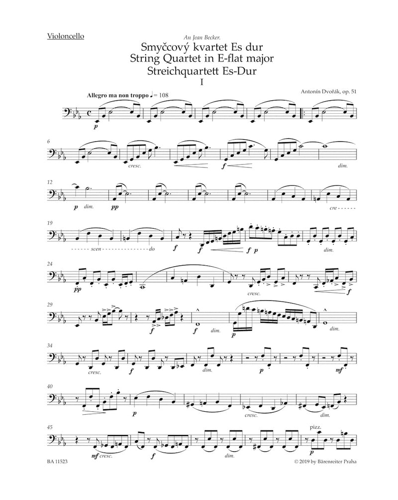 String Quartet Nr. 10 E-flat major op. 51 [Set of parts]