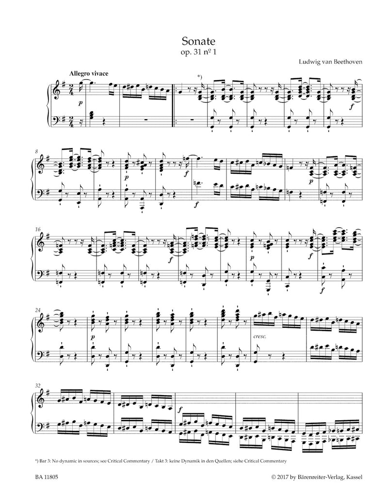 Three Sonatas for Pianoforte op. 31 (G major, D minor, E-flat major)
