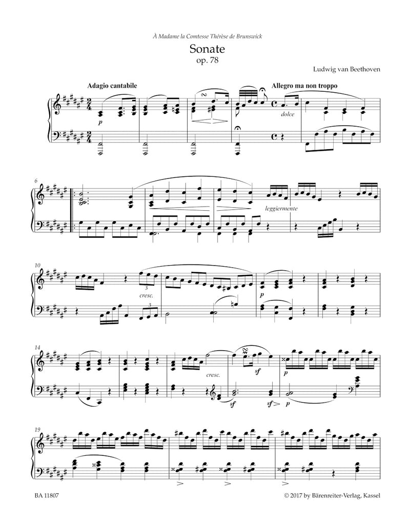 Sonata for Pianoforte F-sharp major op. 78