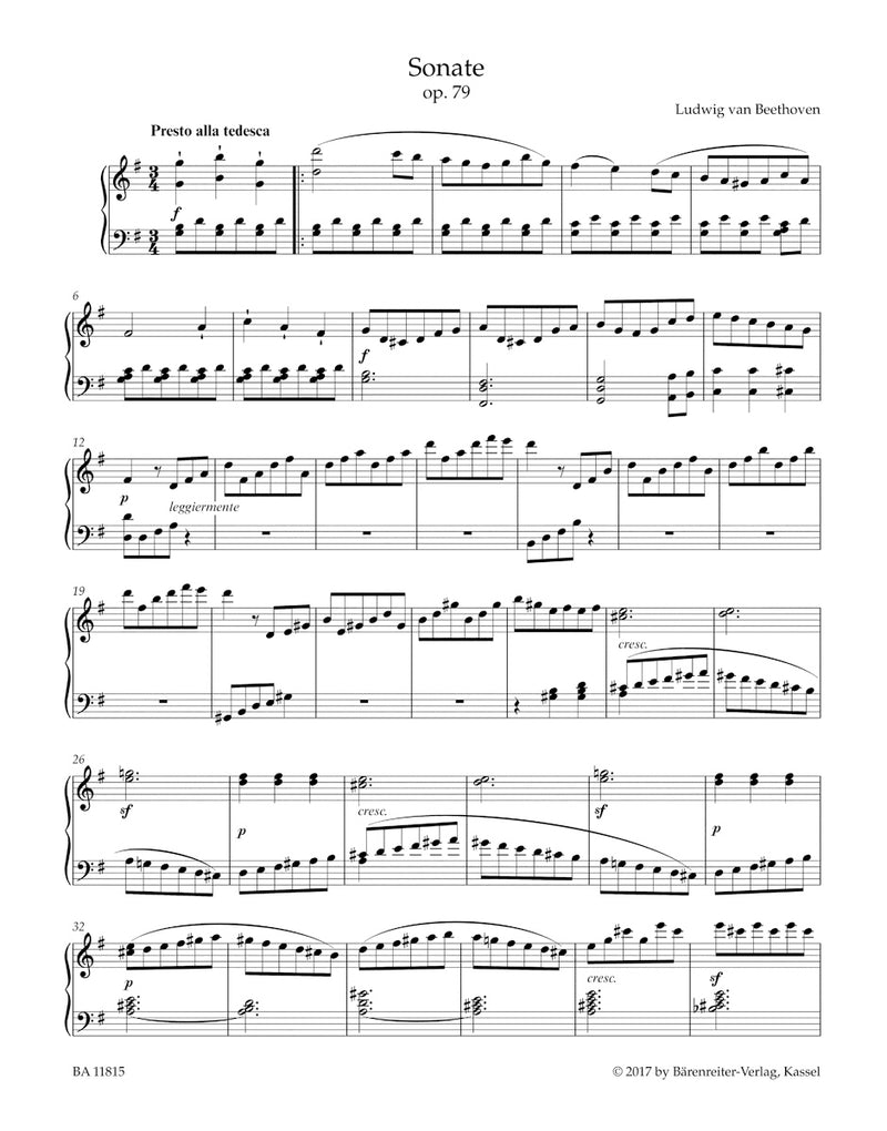 Sonata for Pianoforte G major op. 79 "Sonate facile"