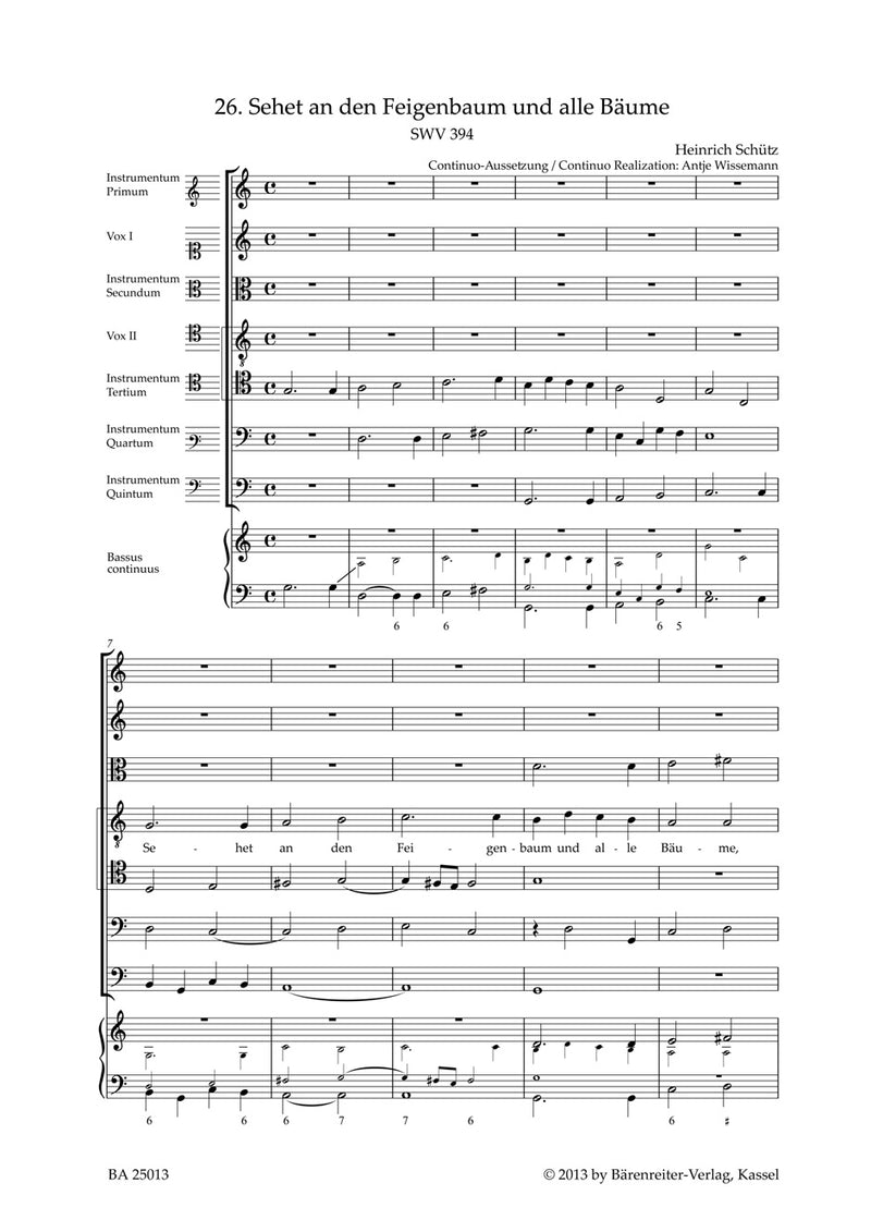 Sehet an den Feigenbaum und alle Bäume SWV 394 -Motet- (No. 26 from "Geistliche Chor-Music")
