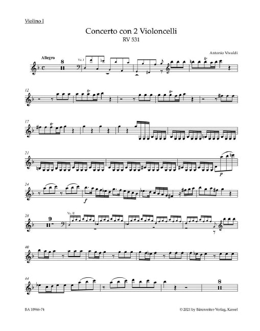 Konzert in g-Moll = Concerto in G minor, RV 531 (Violin 1 part)