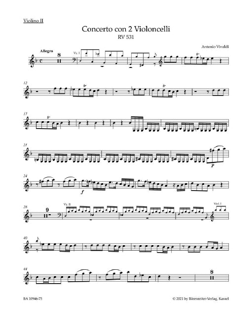 Konzert in g-Moll = Concerto in G minor, RV 531 (Violin 2 part)
