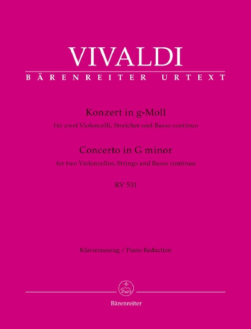 Konzert in g-Moll = Concerto in G minor, RV 531 (Piano reduction with solo parts)