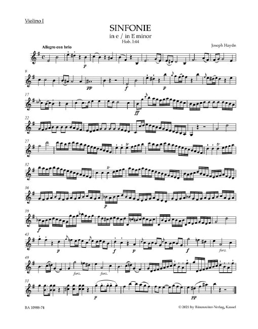 Symphony in E minor Hob. I:44 (Violin 1 part)