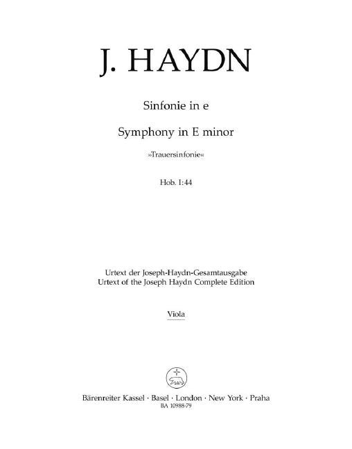 Symphony in E minor Hob. I:44 (Viola part)