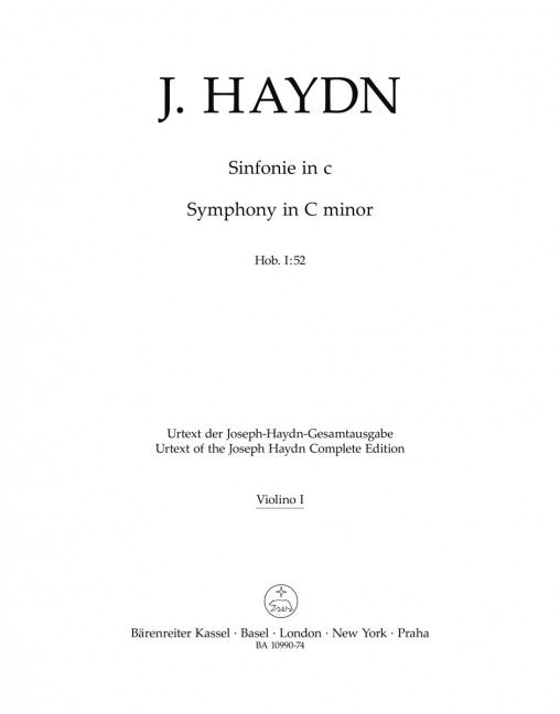 Symphony in C minor Hob. I:52 (Violin 1 part)