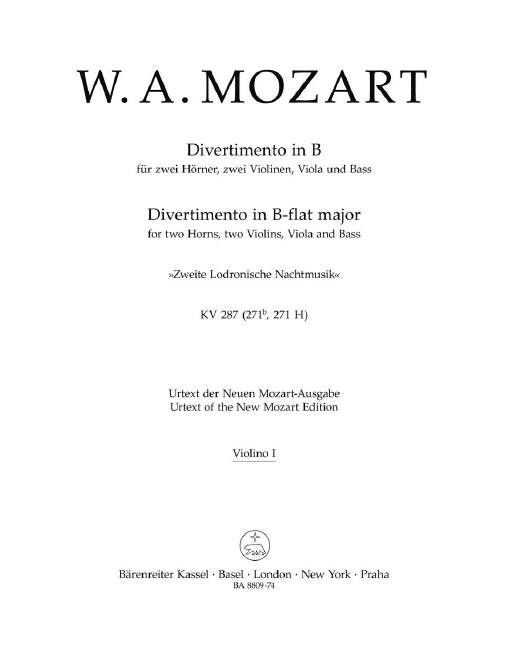 Divertimento in B-flat minor KV 287 (Violin 1 part)