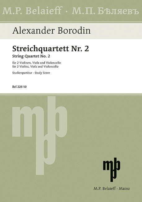 String Quartet No 2 D major (study score)