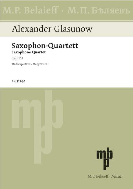 Saxophon Quartett B-Dur op. 109 (study score)