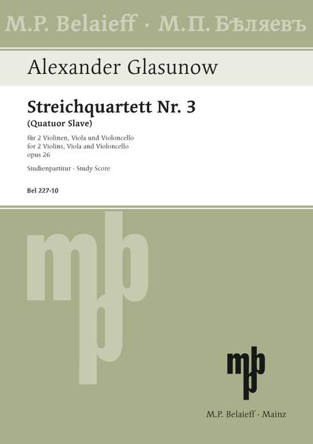String Quartet No 3 G major op. 26 (study score)