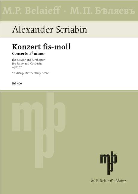 Klavierkonzert fis-Moll op. 20 study score)