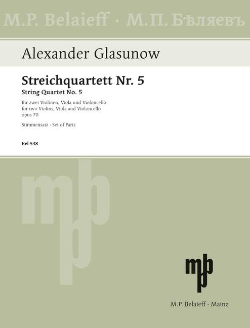 String Quartet No 5 D minor op. 70 (set of parts)