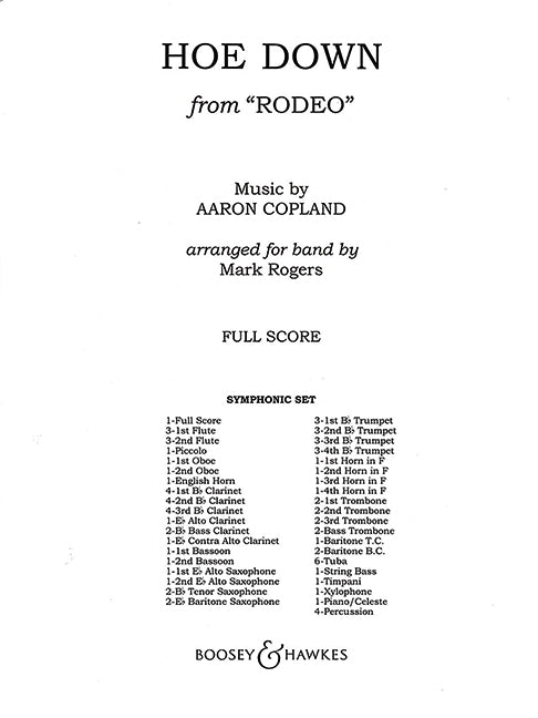 Hoe Down (Wind Band, difficult version, arr. Rogers), Score