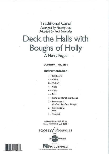 Deck the Halls with Boughs of Holly (score)