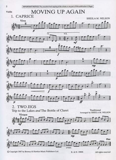 A first set of violin pieces in the third position (Violin part)