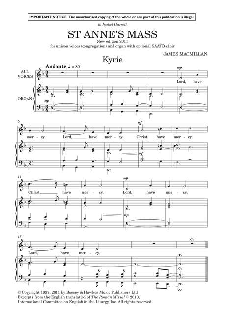 St Anne's Mass (choral score)