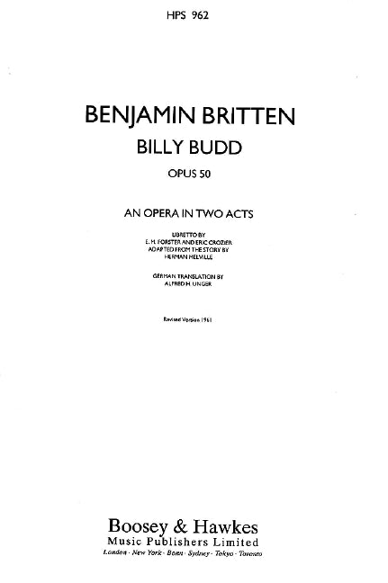 Billy Budd op. 50 (study score)