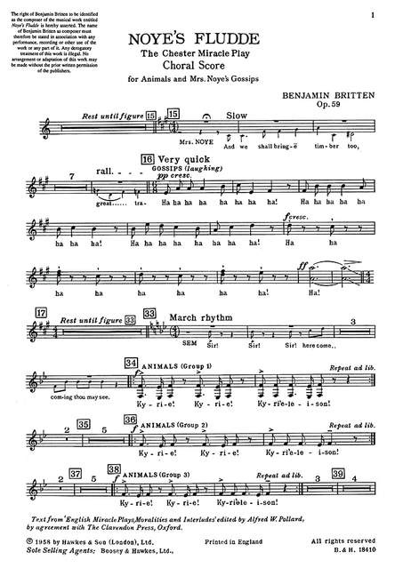 Noye's Fludde op. 59 (choral score)