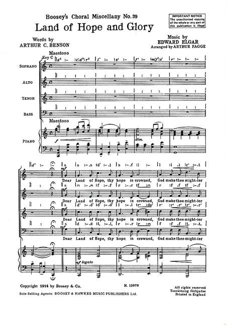 Land of Hope and Glory (mixed choir (SATB) and piano)
