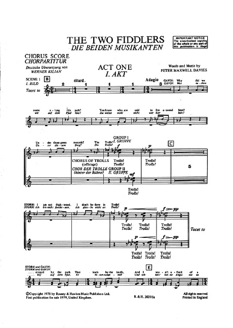 The Two Fiddlers (choral score)