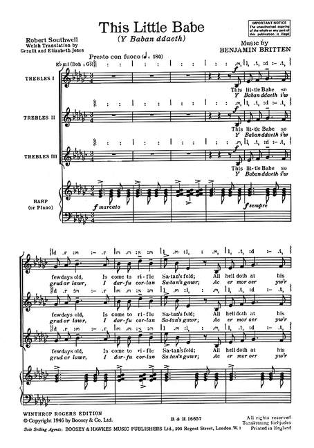 This Little Babe from A Ceremony of Carols op. 28 (SSS)