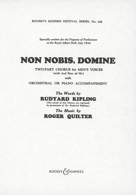 Non Nobis, Domine (men's choir (TB, second B ad libitum) and orchestra (piano))