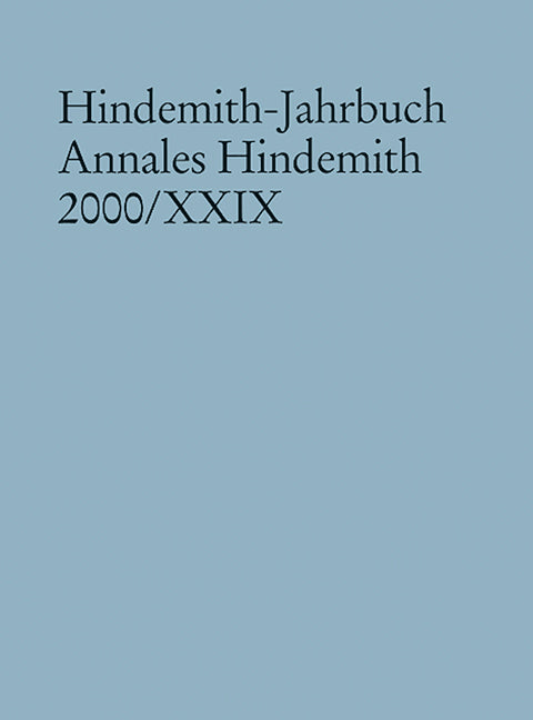 Hindemith-Jahrbuch, Vol. 29