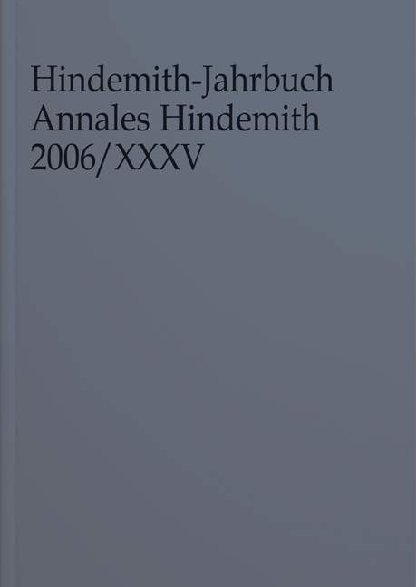 Hindemith-Jahrbuch, Vol. 35