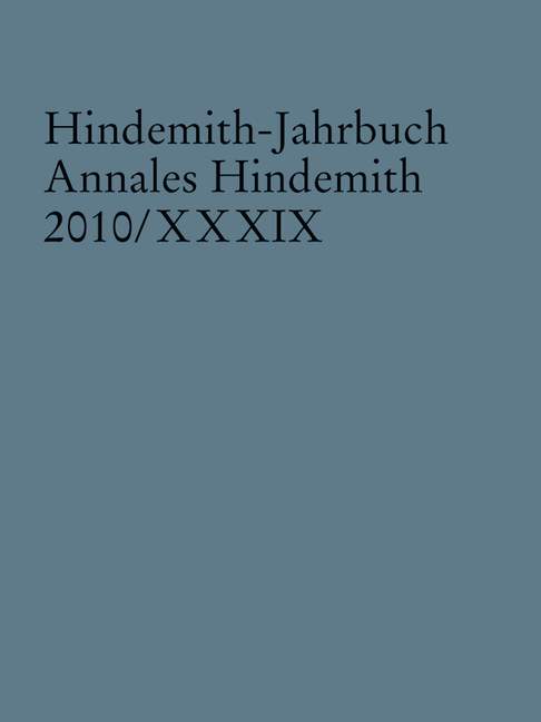 Hindemith-Jahrbuch, Vol. 39