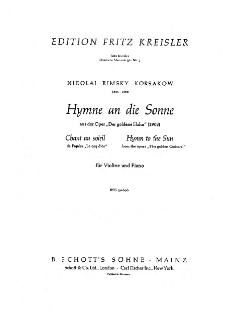 Hymne an die Sonne (Violin and Piano)