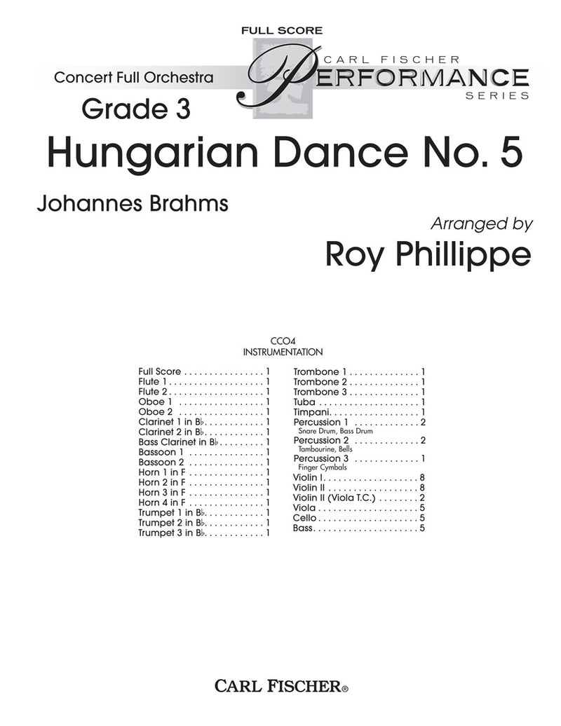 Hungarian Dance No. 5, Orchestra (Score Only)