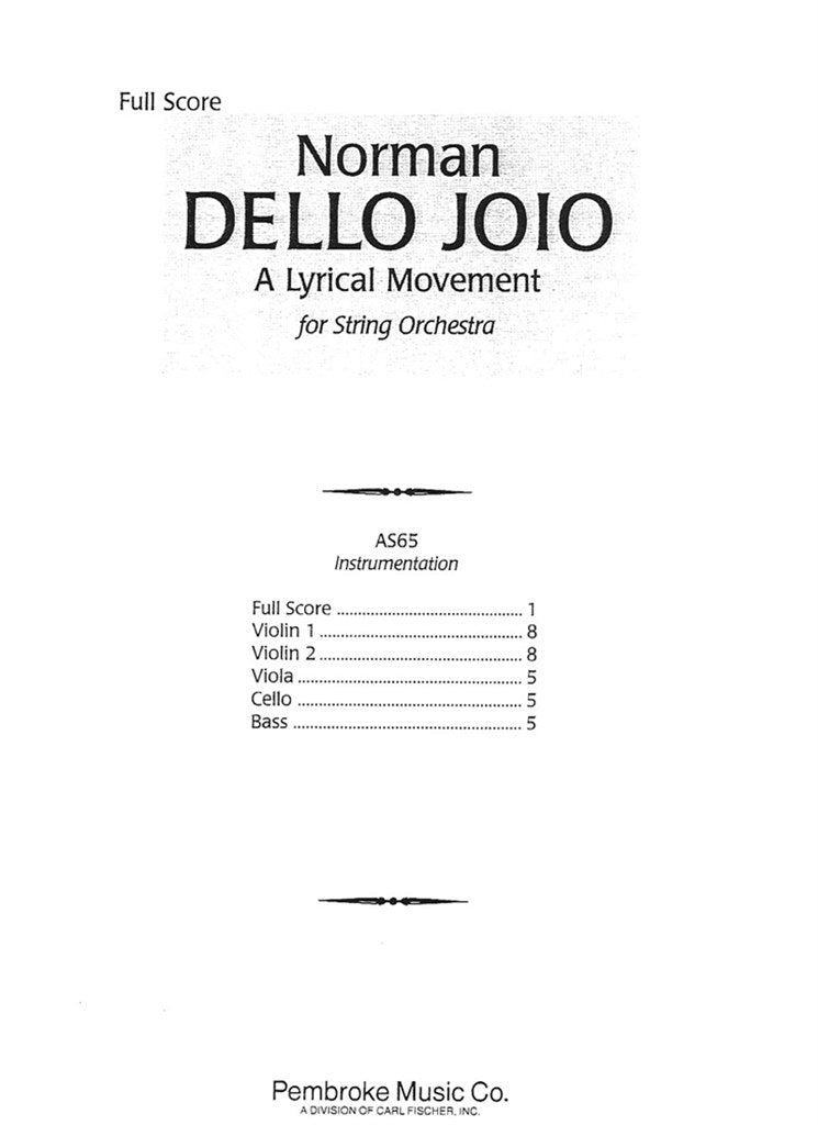 A Lyrical Movement (Score Only)